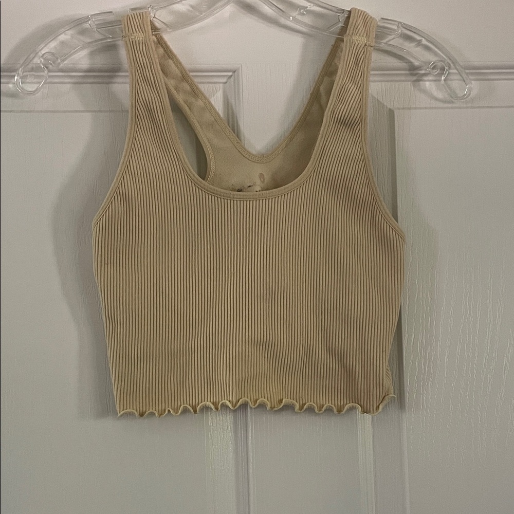 Spiritual Gangster Ribbed Beige Sports Bra Top M/ L